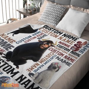 Alternative view of Happy Ferdinand The Bull And Friends Blanket Fleece Customized Blanket
