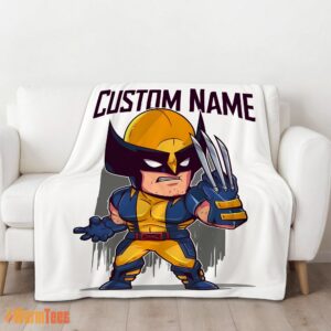 Alternative view of Happy Marvel Chibi Wolverine Blanket Fleece Customized Blanket