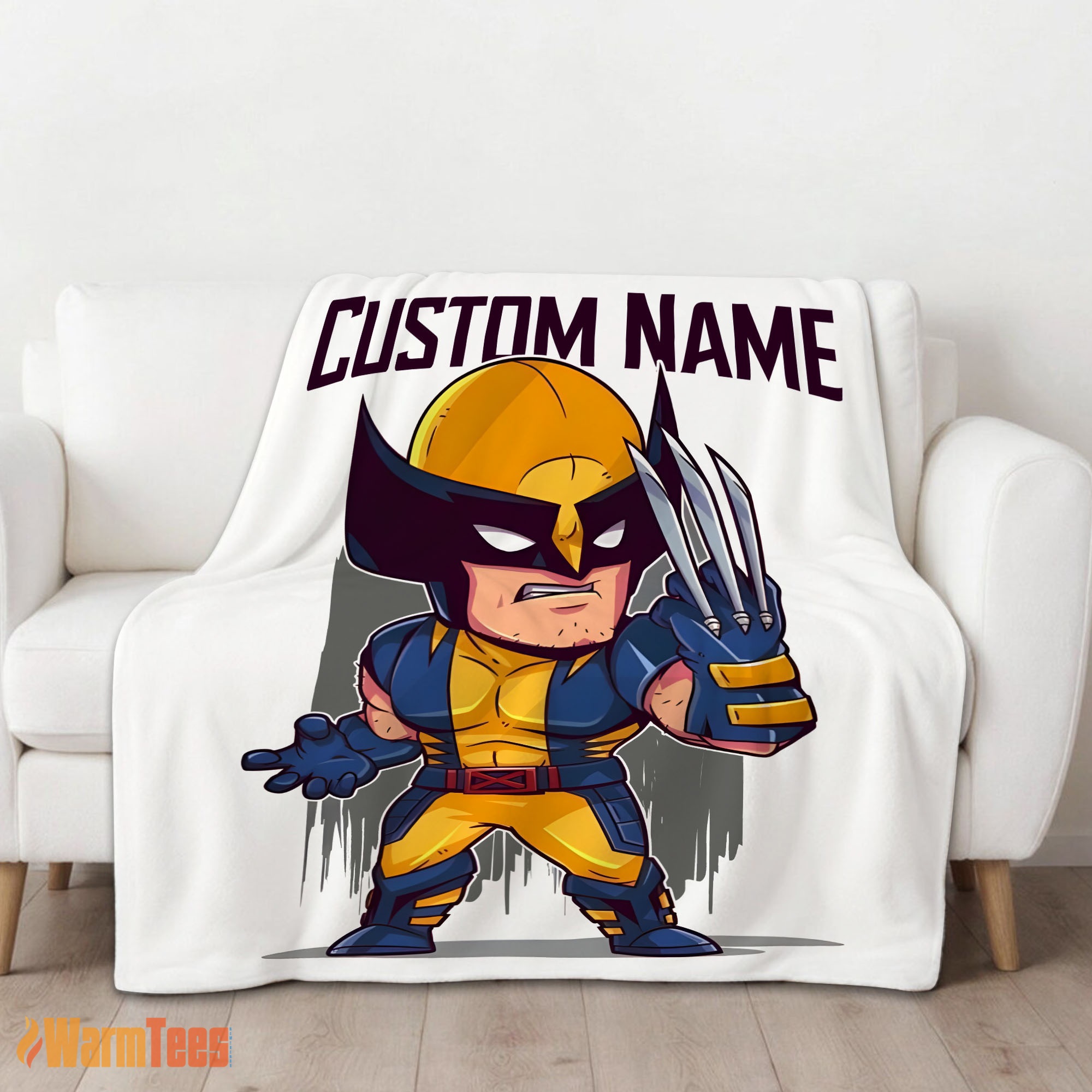 Happy Marvel Chibi Wolverine Blanket Fleece Customized Blanket - Image 2