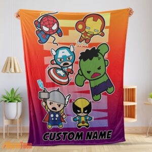 Happy Marvel SuperHero Avengers Skull Friends Birthday Cute Blanket Fleece Customized Blanket