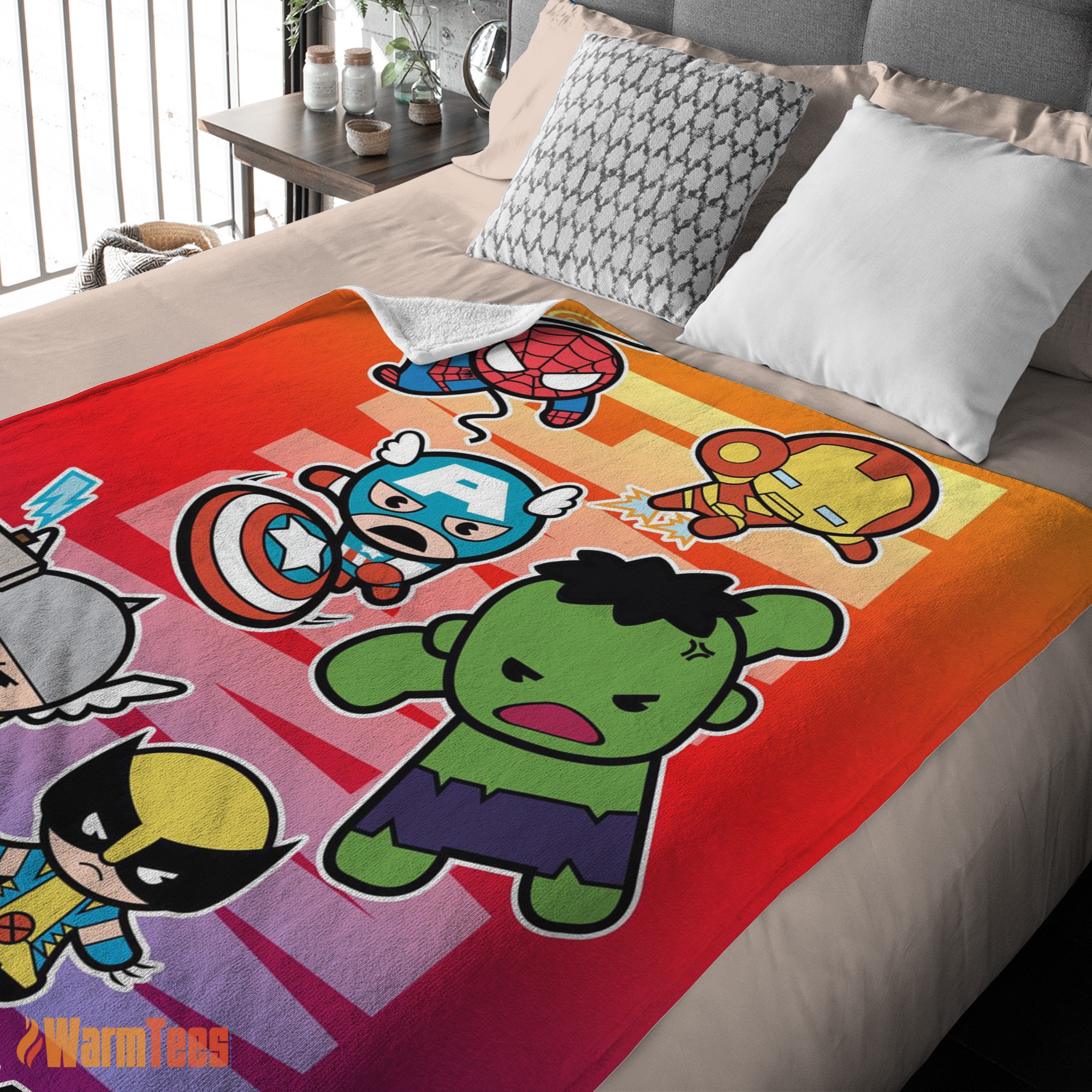 Happy Marvel SuperHero Avengers Skull Friends Birthday Cute Blanket Fleece Customized Blanket - Image 2