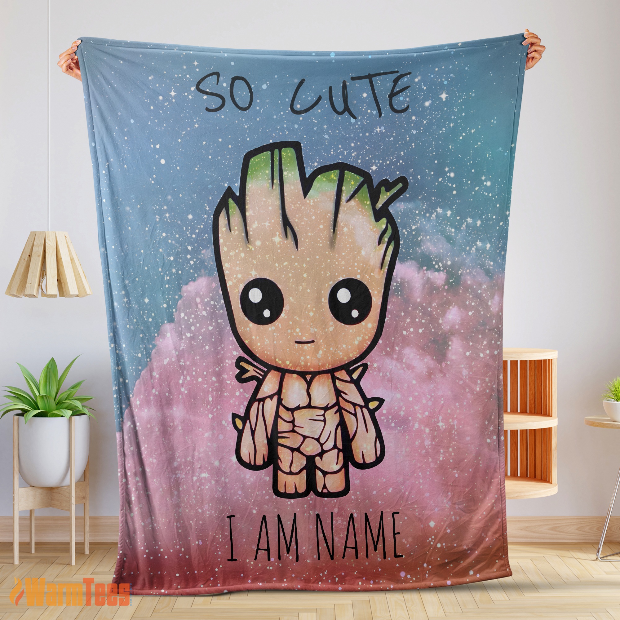 Happy Marvel SuperHero Baby Groot and Friends Birthday Cute Blanket Fleece Customized Blanket