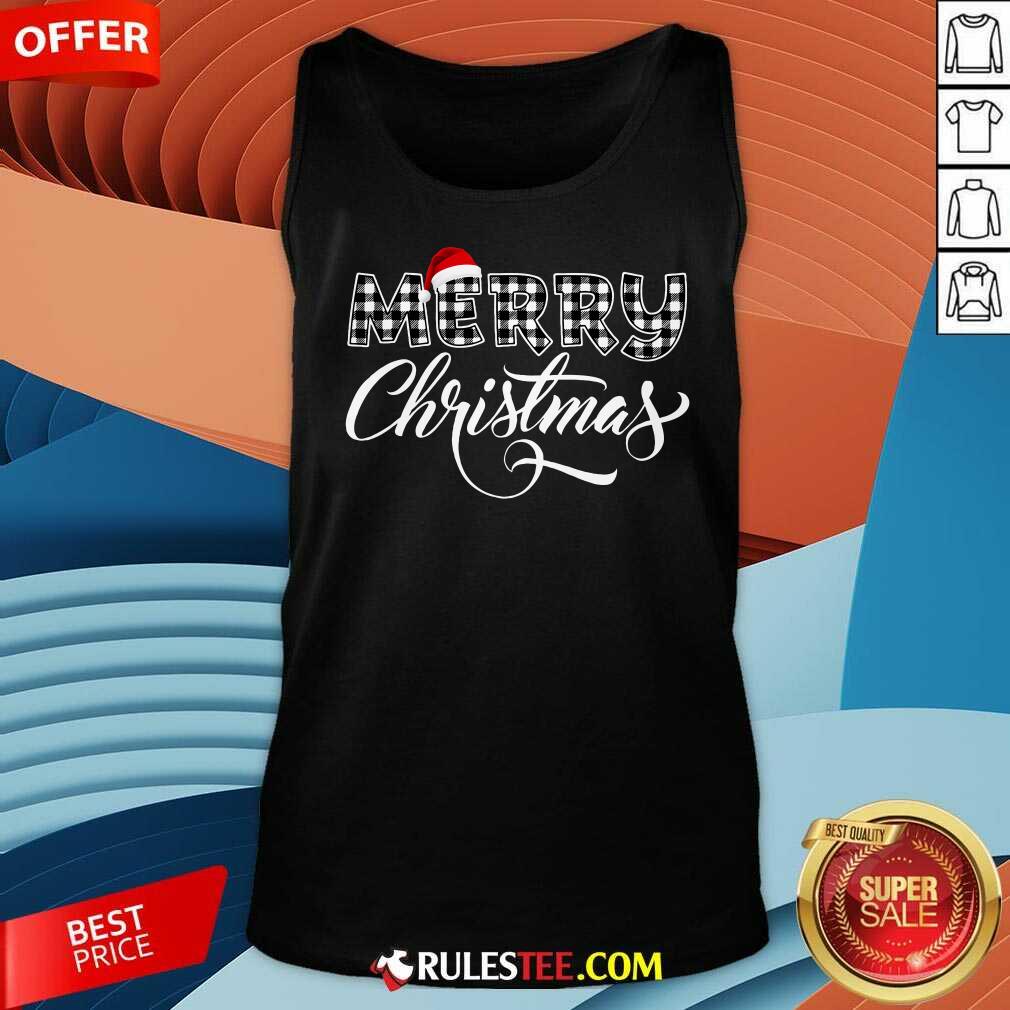 Happy Merry Christmas Buffalo Black And White Plaid Sueded Cloud Jersey T-Shirt - Image 3