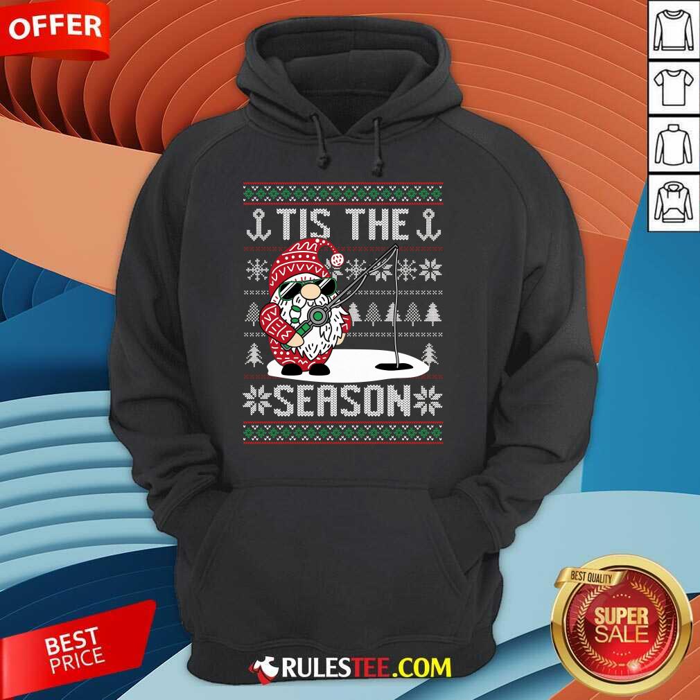 Happy Merry Fishmas Fishing Gnome Christmas Xmas Santa Fisherman T-Shirt - Image 2