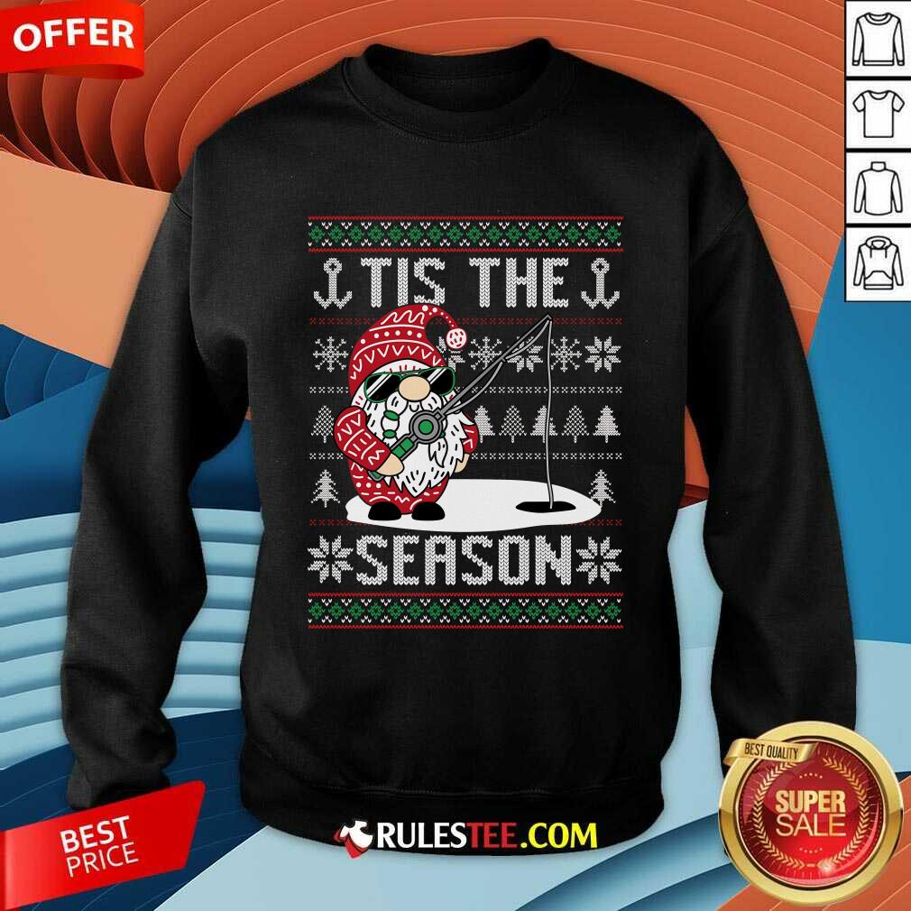 Happy Merry Fishmas Fishing Gnome Christmas Xmas Santa Fisherman T-Shirt - Image 3
