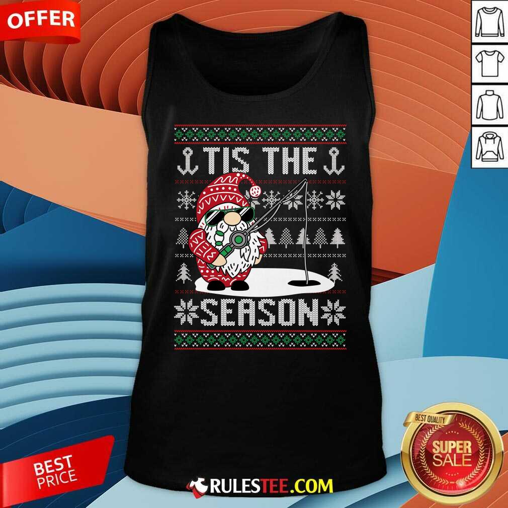 Happy Merry Fishmas Fishing Gnome Christmas Xmas Santa Fisherman T-Shirt - Image 5