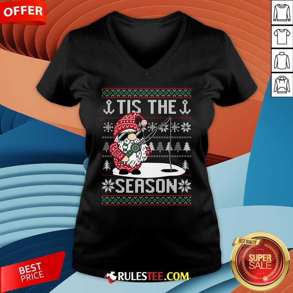 Happy Merry Fishmas Fishing Gnome Christmas Xmas Santa Fisherman T-Shirt - Image 4