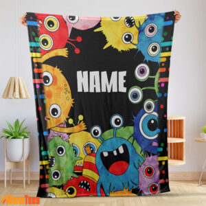 Happy Monster Coloring Blanket Fleece Customized Blanket
