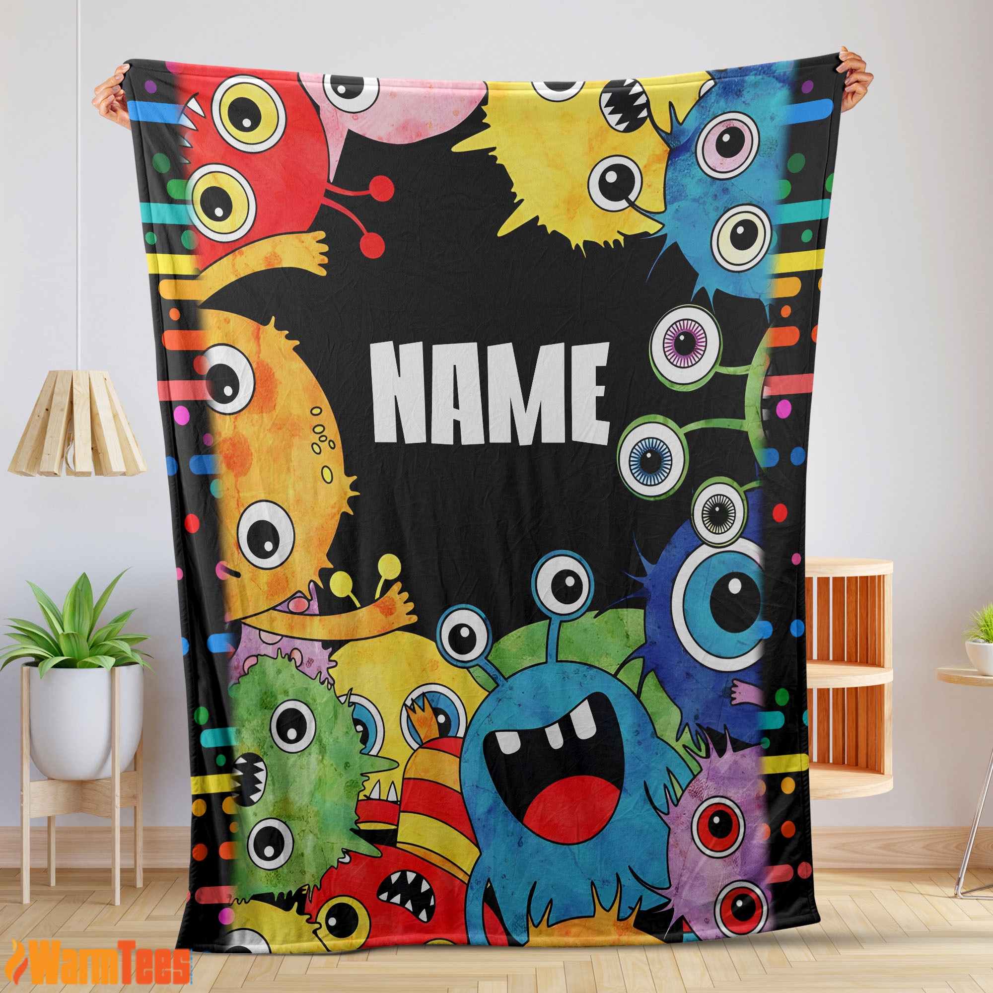 Happy Monster Coloring Blanket Fleece Customized Blanket