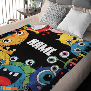 Alternative view of Happy Monster Coloring Blanket Fleece Customized Blanket