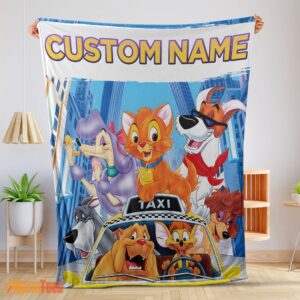 Happy Oliver & Company With Friends Drive Taxi Blanket Fleece Customized Blanket