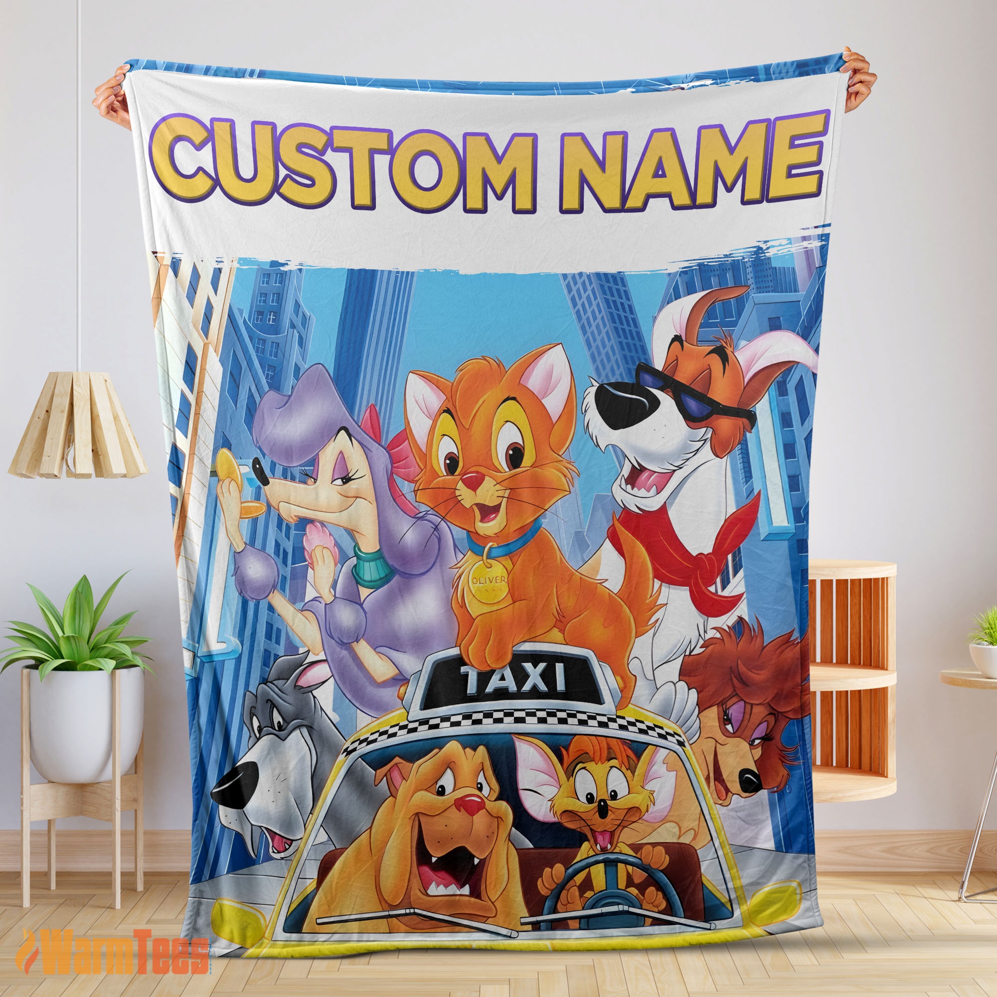Happy Oliver & Company With Friends Drive Taxi Blanket Fleece Customized Blanket
