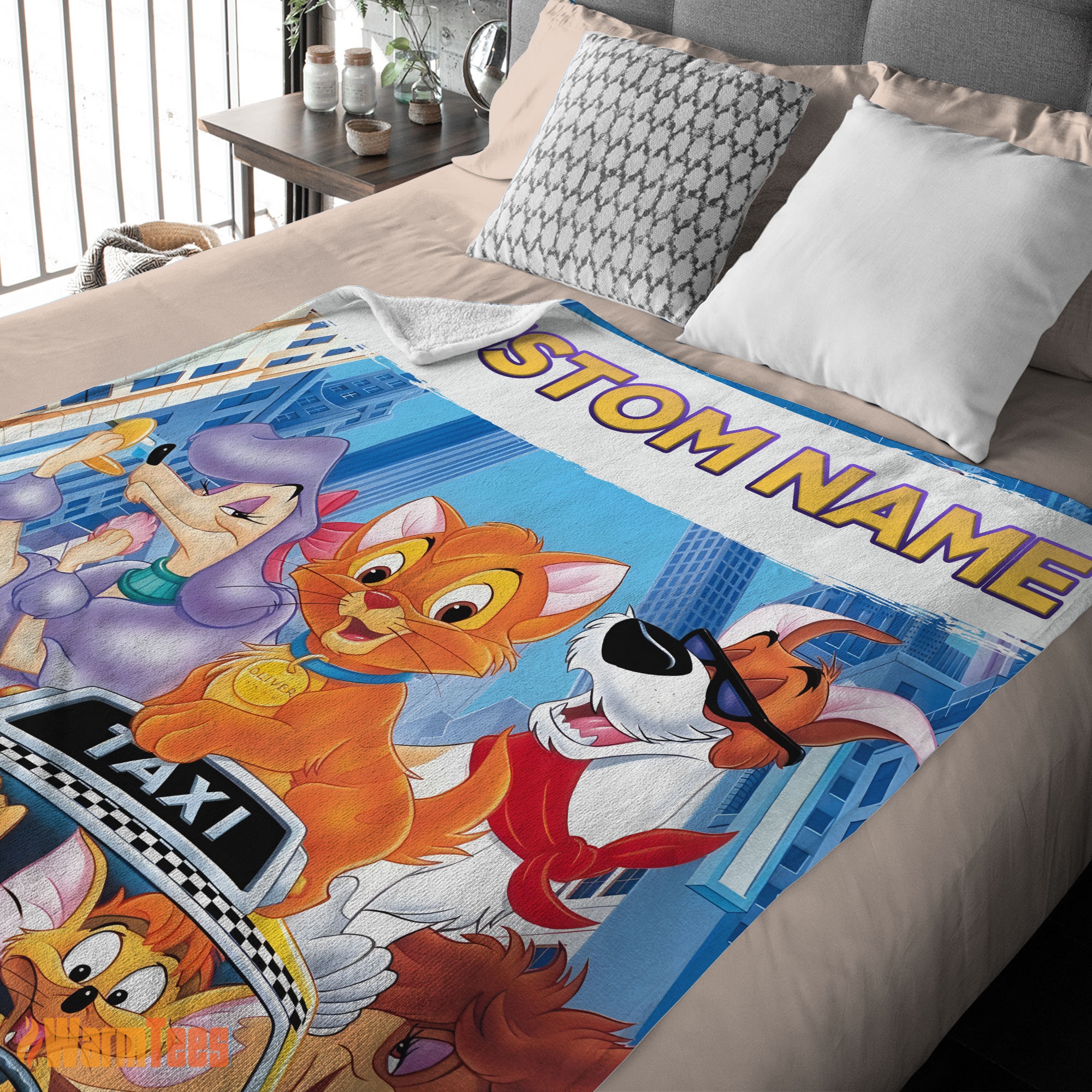 Happy Oliver & Company With Friends Drive Taxi Blanket Fleece Customized Blanket - Image 2