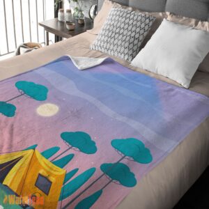 Alternative view of Happy Outdoor Adult Kid Colorful Camping Customized Blanket