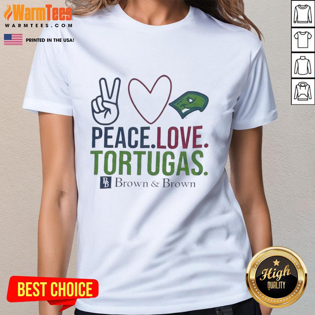 Happy Peace Love Tortugas Brown And Brown T-Shirt - Image 3