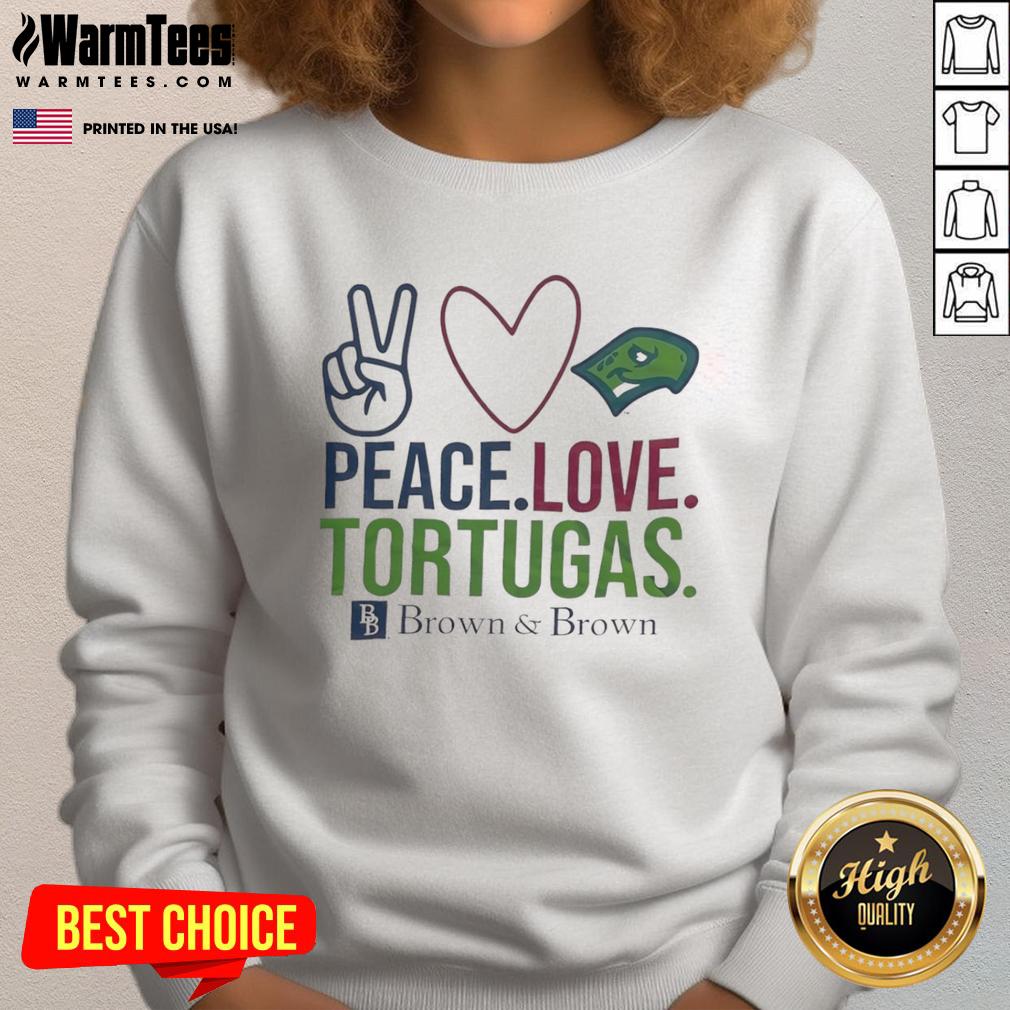 Happy Peace Love Tortugas Brown And Brown T-Shirt - Image 5