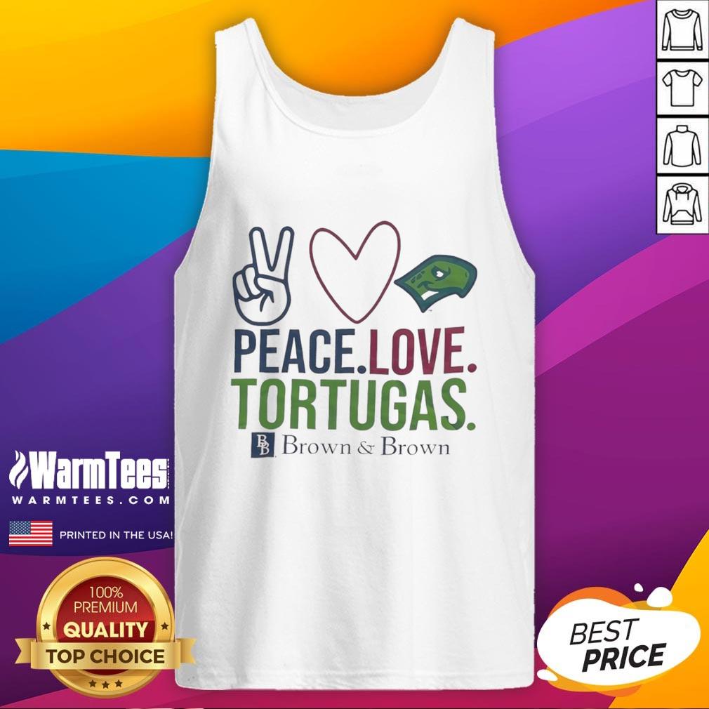 Happy Peace Love Tortugas Brown And Brown T-Shirt - Image 4