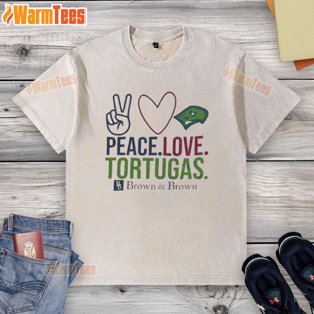 Happy Peace Love Tortugas Brown And Brown T-Shirt - Image 6