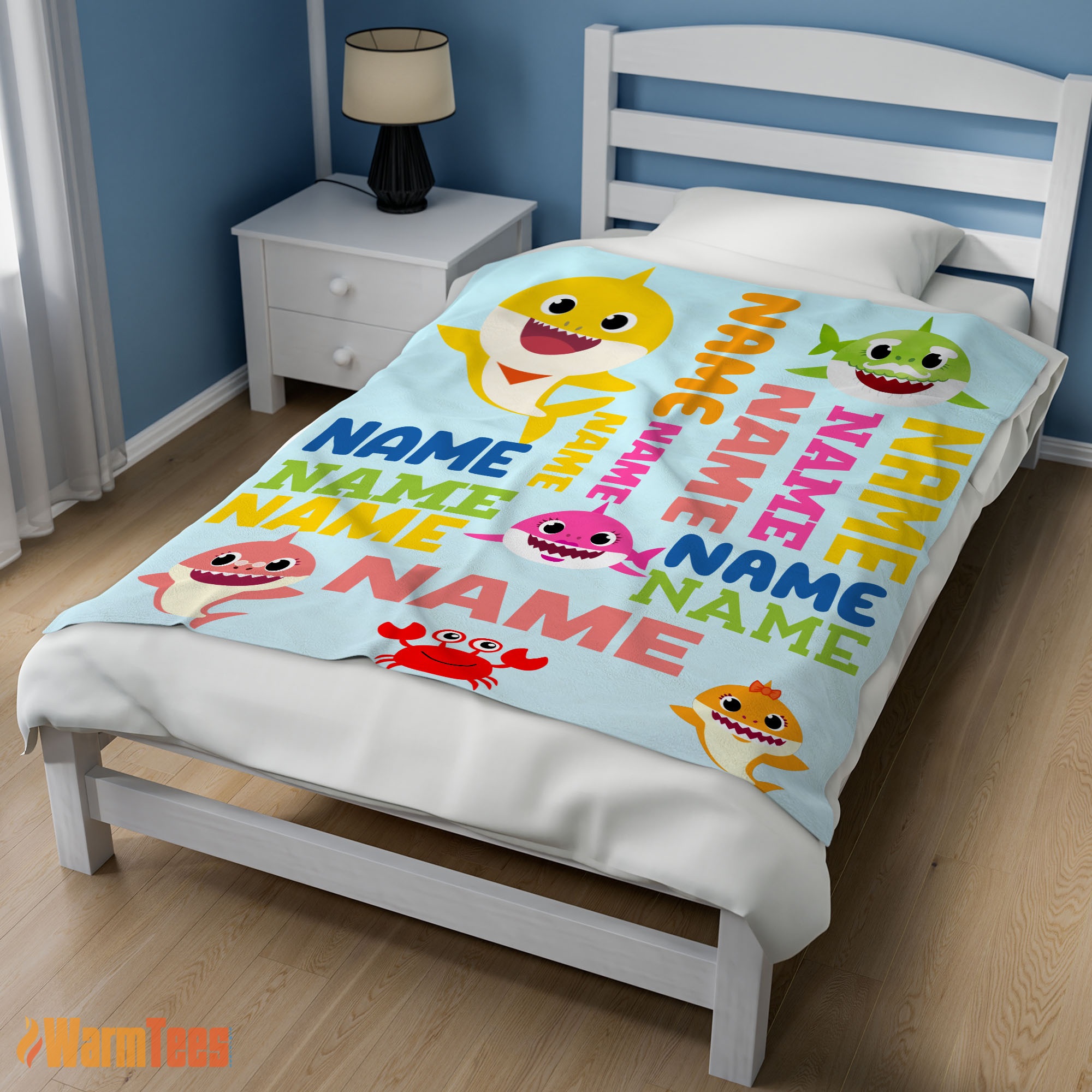 Happy Personalized Baby Shark Blanket Fleece Customized Blanket - Image 3
