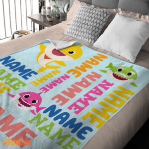 Alternative view of Happy Personalized Baby Shark Blanket Fleece Customized Blanket