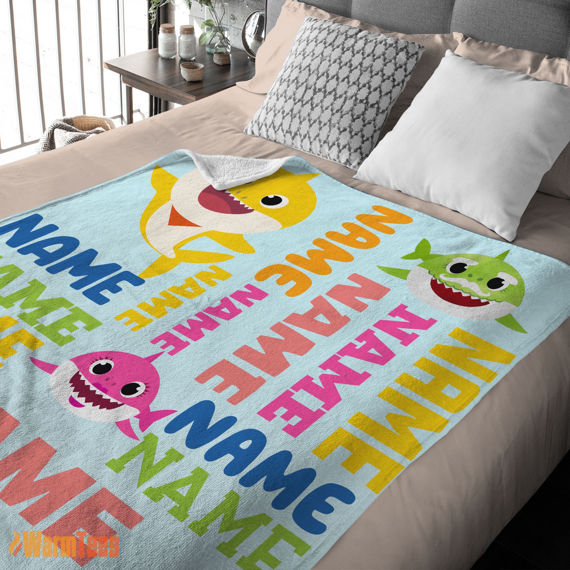 Happy Personalized Baby Shark Blanket Fleece Customized Blanket - Image 2