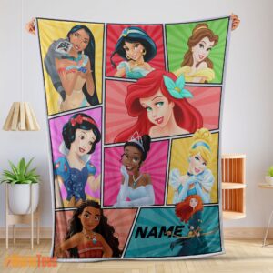 Happy Personalized Disney Princess Blanket Fleece Customized Blanket