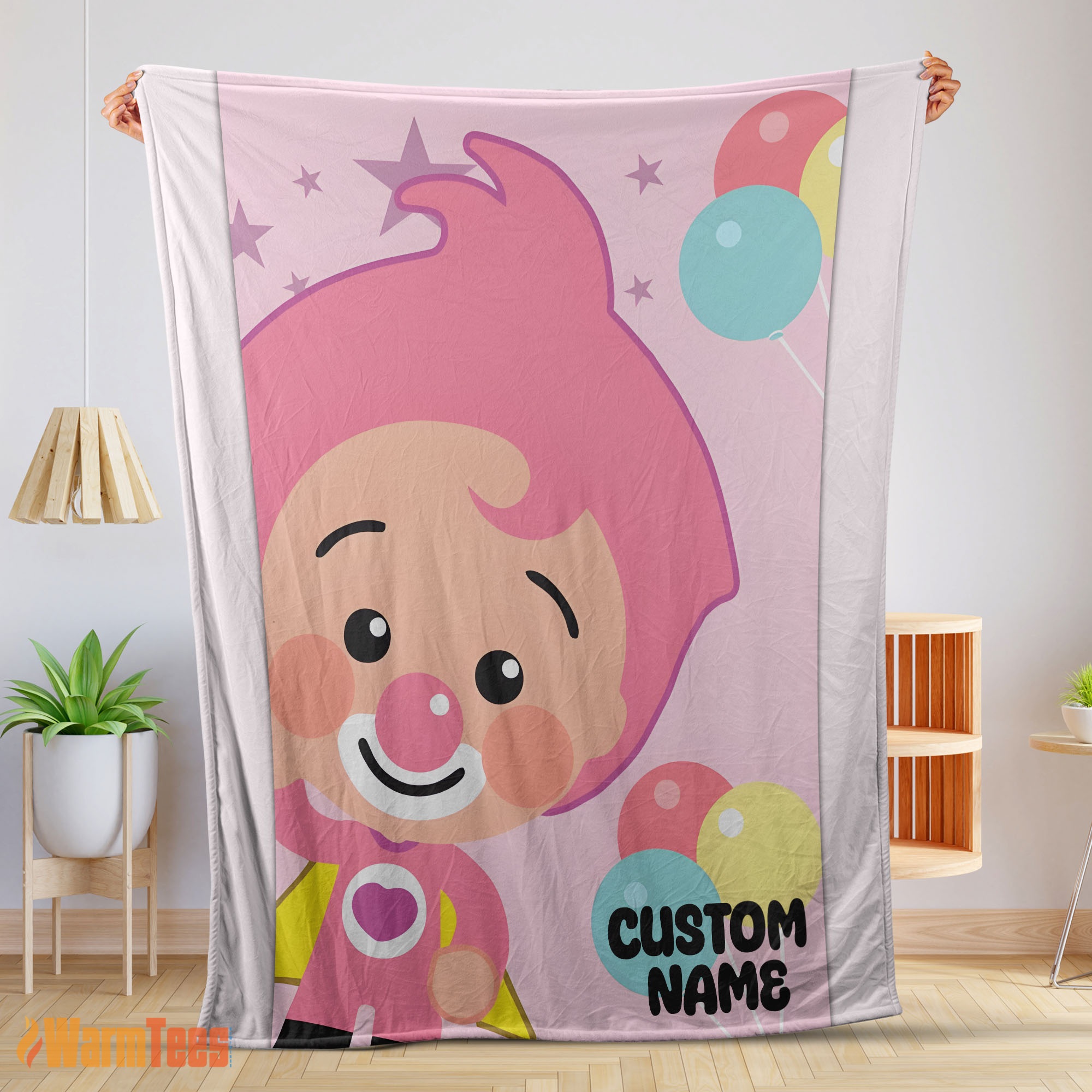 Happy Pink Plim Plim Love Blanket Fleece Customized Blanket