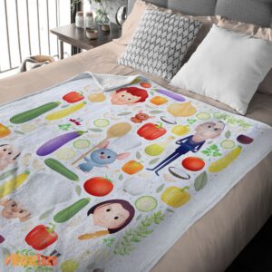 Alternative view of Happy Pixar Ratatouille Chief Cute Chibi Character Vegetable Blanket Fleece Customized Blanket