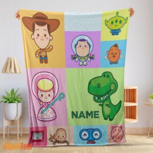 Happy Pixar Toy Story Chibi Character Blanket Fleece Customized Blanket