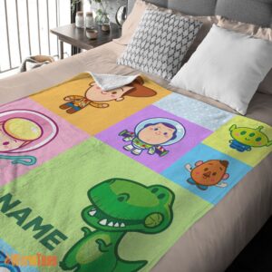 Alternative view of Happy Pixar Toy Story Chibi Character Blanket Fleece Customized Blanket