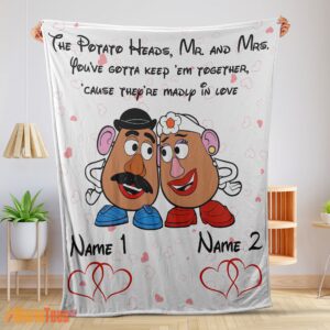 Happy Pixar Toy Story Mr. Potato and Ms. Potato Blanket Fleece Customized Blanket