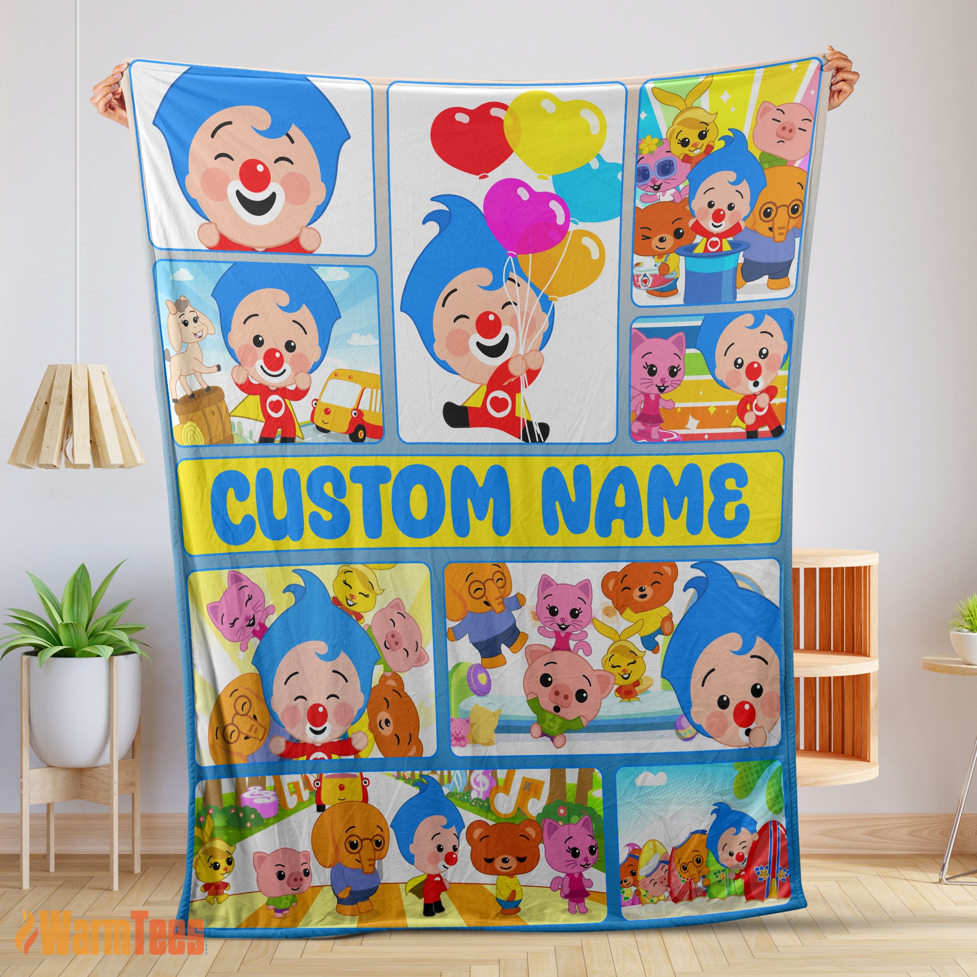 Happy Plim Plim & Friends Collage Blanket Fleece Customized Blanket