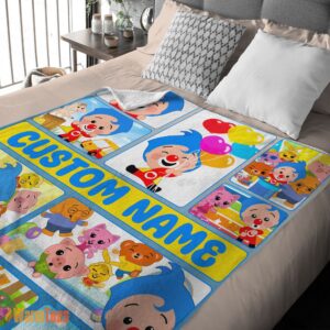 Alternative view of Happy Plim Plim & Friends Collage Blanket Fleece Customized Blanket