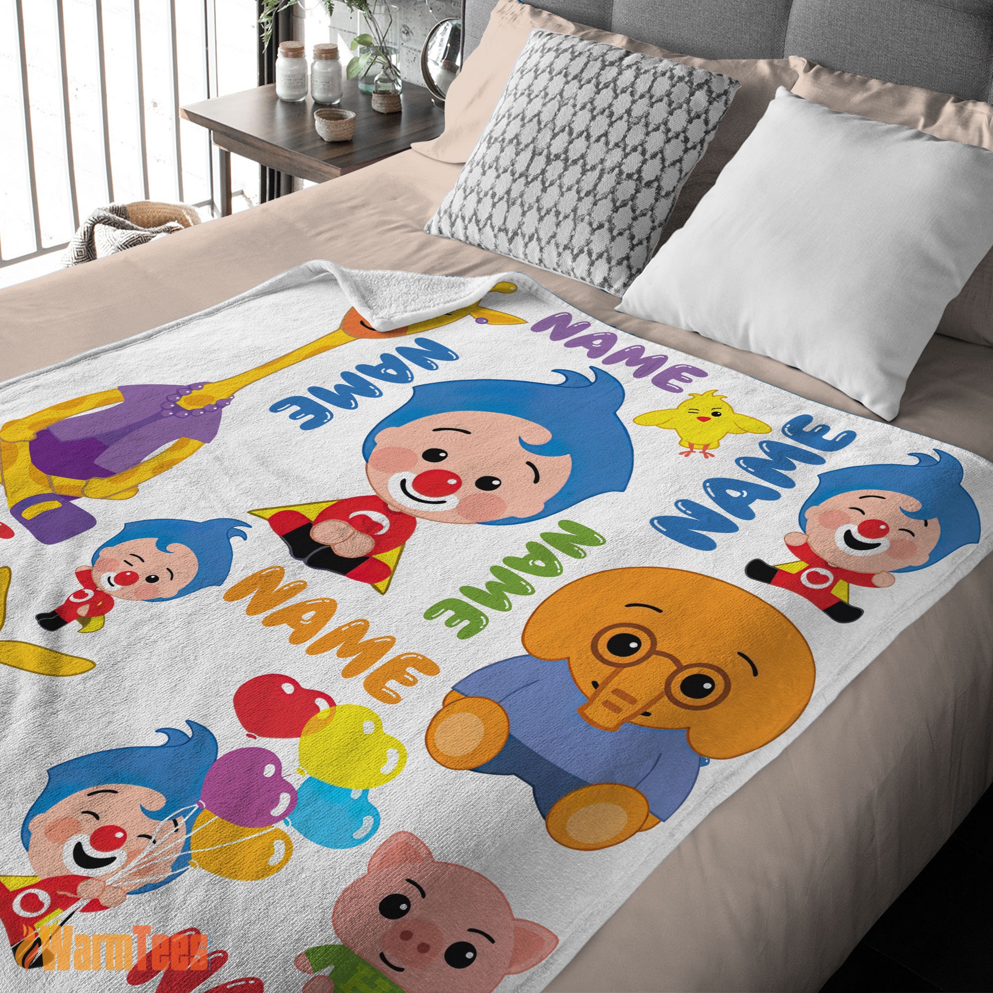 Happy Plim Plim & Friends Collage Cute Blanket Fleece Customized Blanket - Image 2