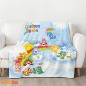 Alternative view of Happy Rainbow Care Bears Character Sky Blanket Fleece Customized Blanket