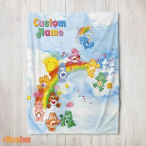 Happy Rainbow Care Bears Character Sky Blanket Fleece Customized Blanket