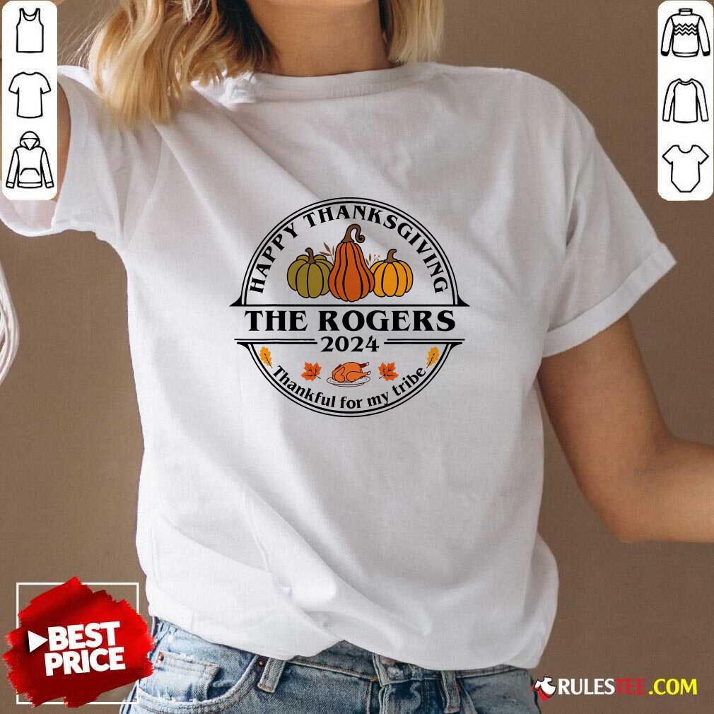 Happy Rogers Surname Family Matching Happy Thanksgiving 2024 T-Shirt - Image 2