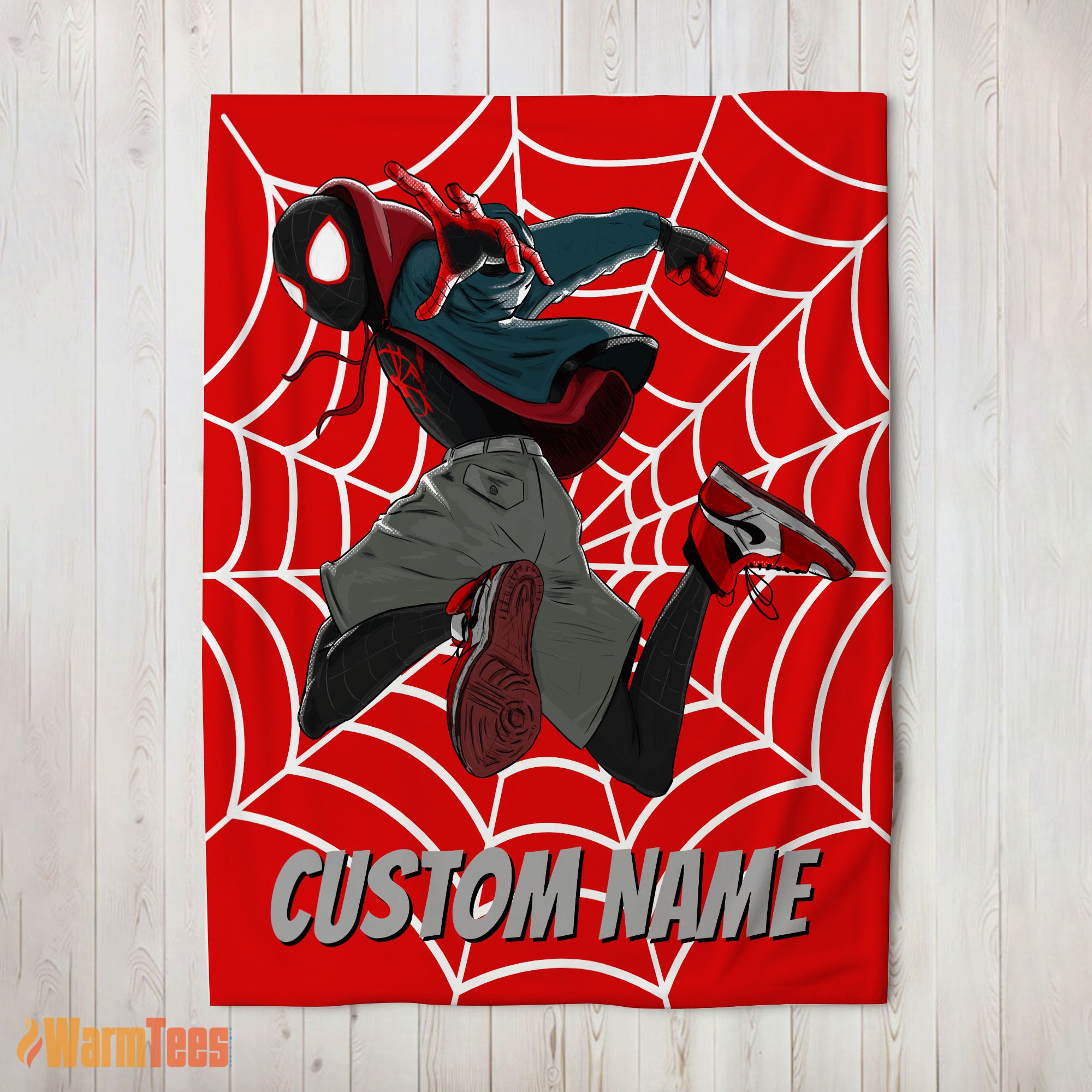 Happy Spider-Man Into the Spider-Verse Miles Morales Blanket Fleece Customized Blanket