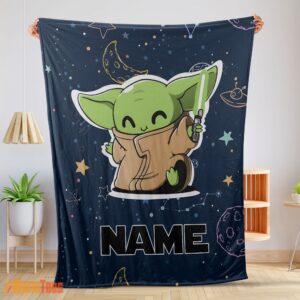 Happy Star Wars Baby Yoda Astronomy Blanket Fleece Customized Blanket