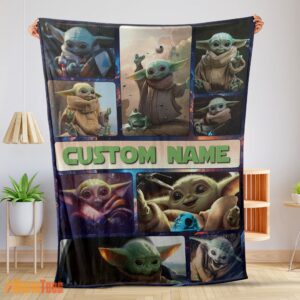Happy Star Wars Baby Yoda Collage Blanket Fleece Customized Blanket