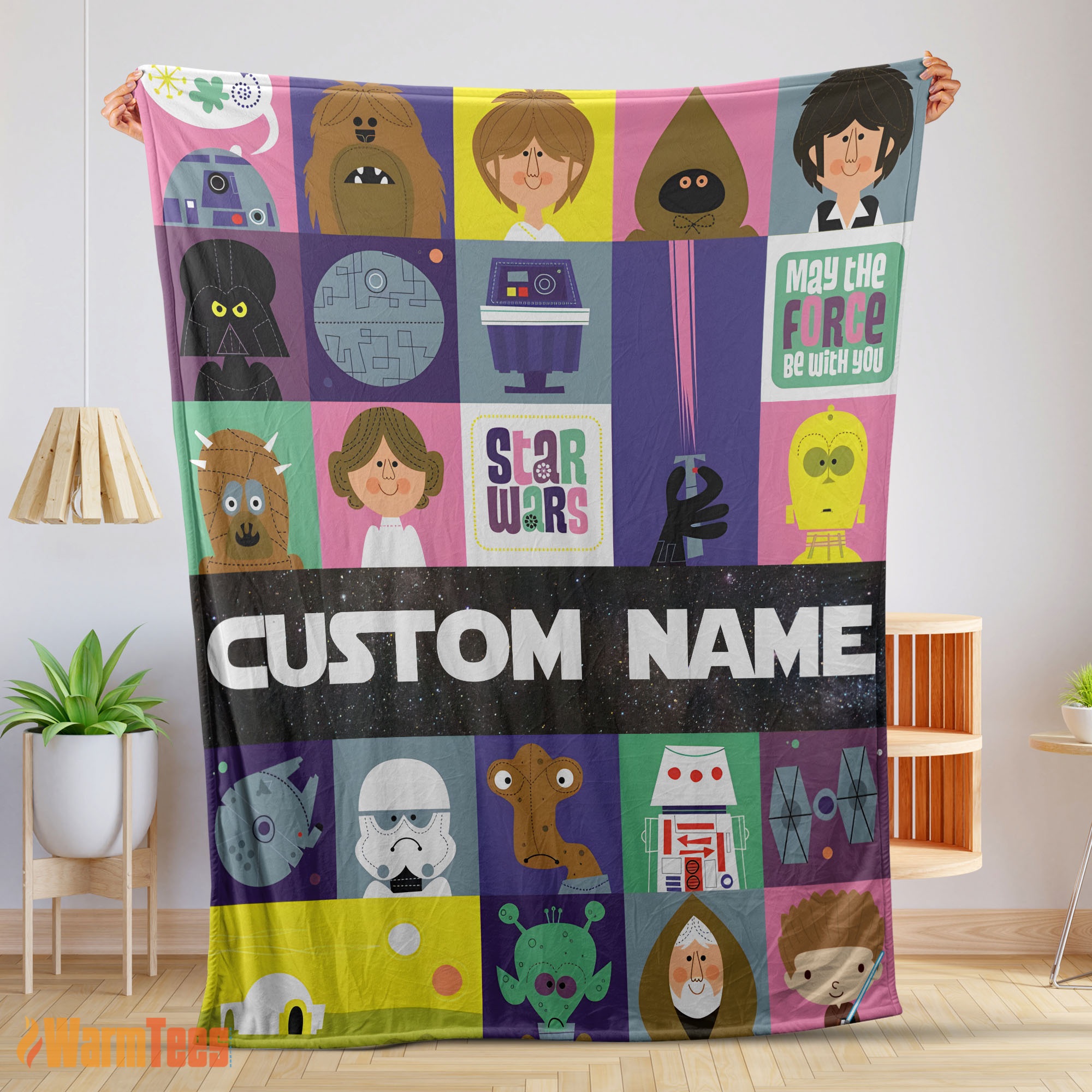 Happy Star Wars Characters Cartoon Cute Customized Blanket