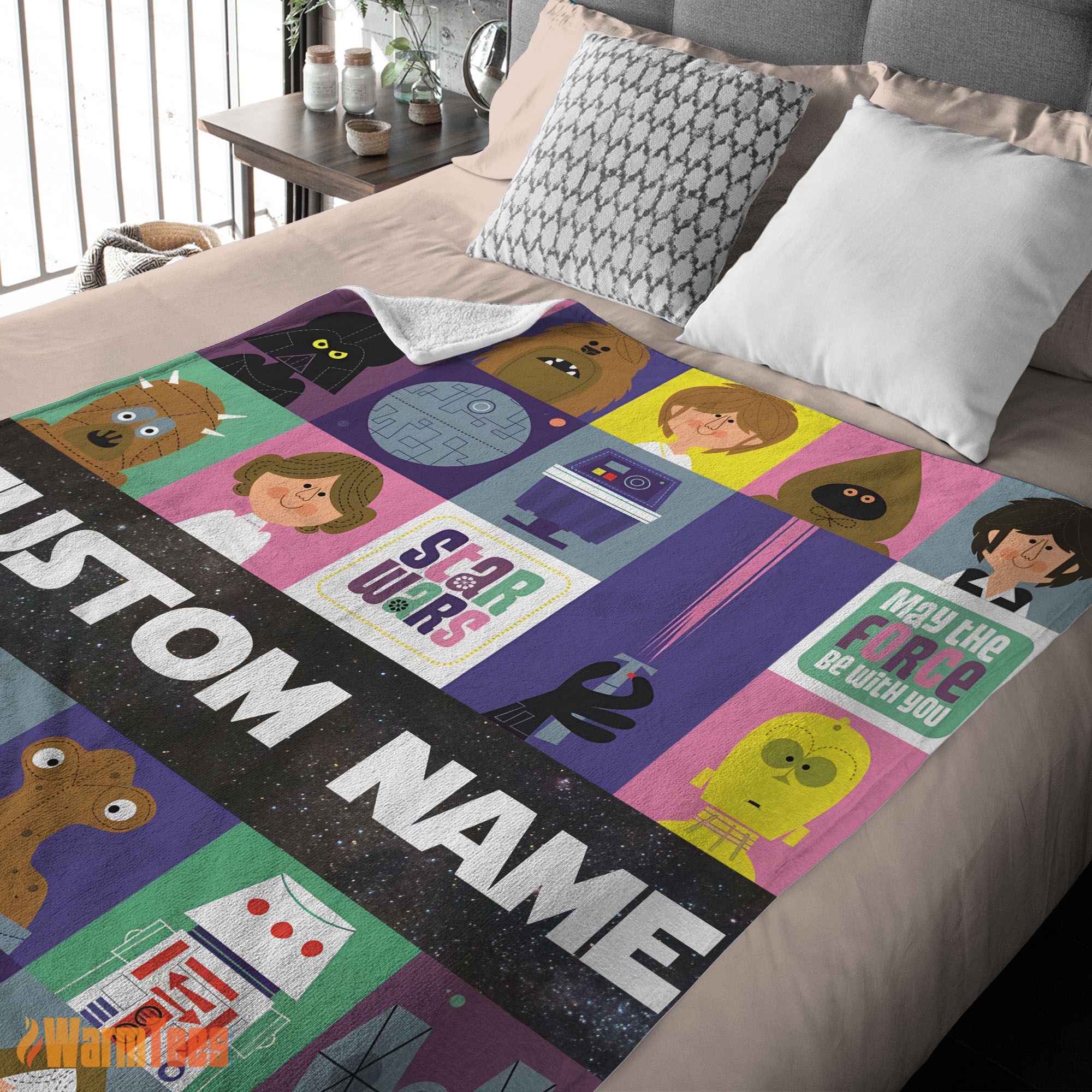 Happy Star Wars Characters Cartoon Cute Customized Blanket - Image 2