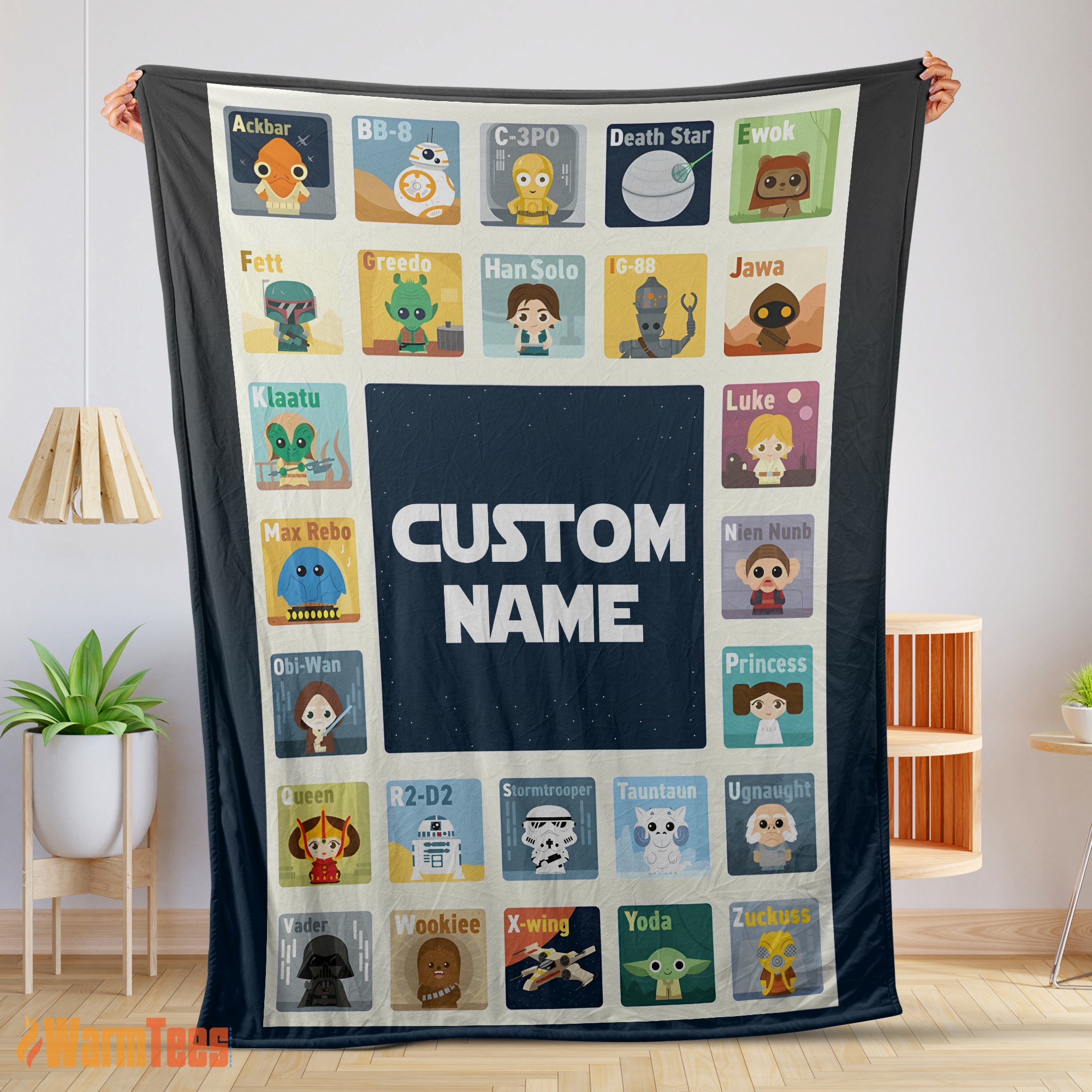 Happy Star Wars Chibi Character Blanket Fleece Customized Blanket