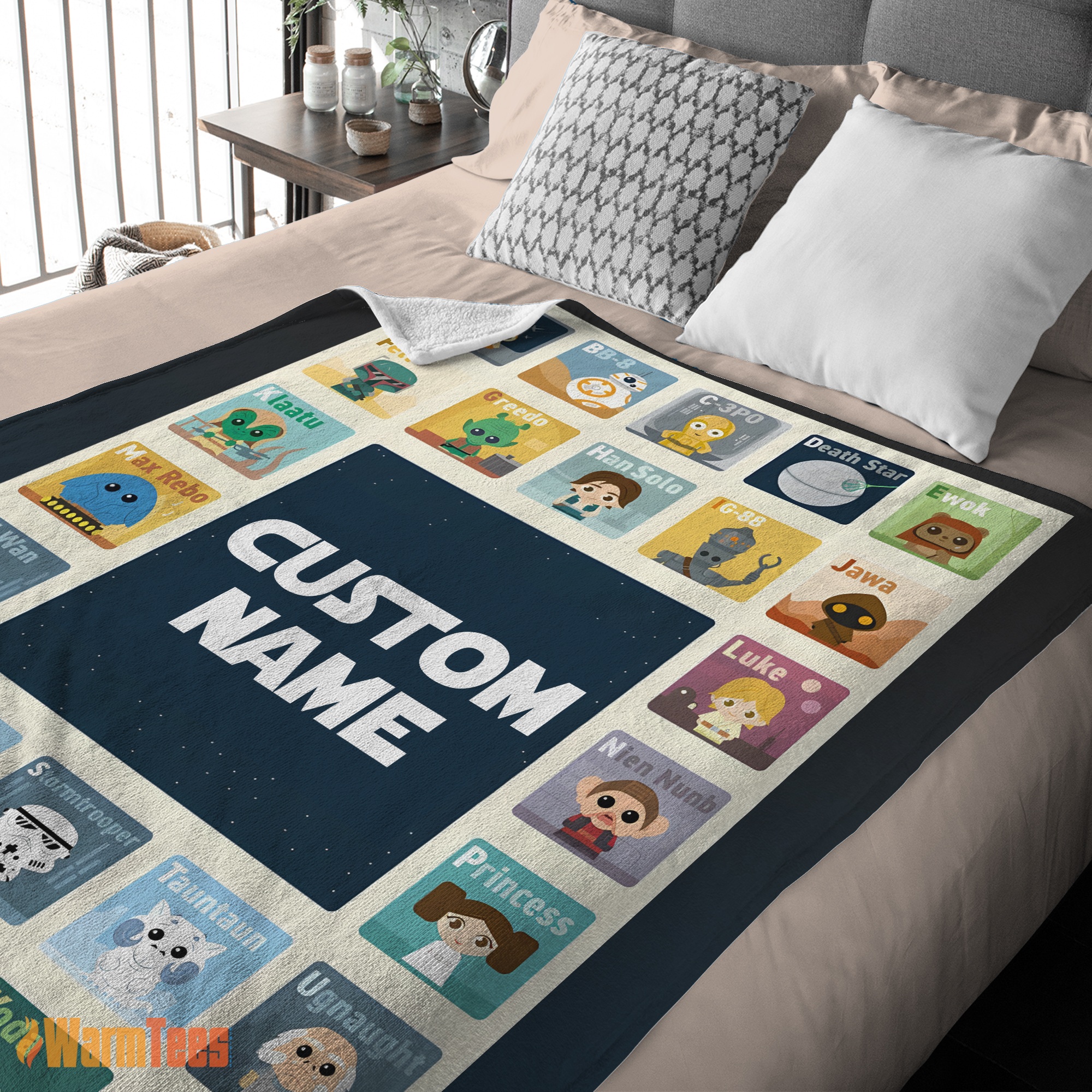 Happy Star Wars Chibi Character Blanket Fleece Customized Blanket - Image 2