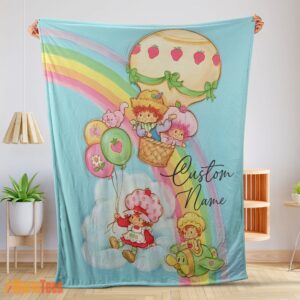 Happy Strawberry Shortcake Cartoon With Friends Blanket – Customize Blanket