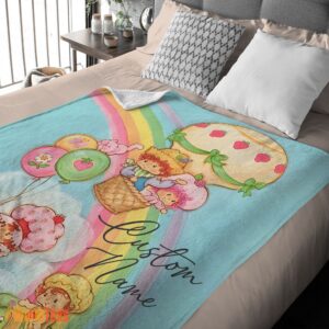 Alternative view of Happy Strawberry Shortcake Cartoon With Friends Blanket – Customize Blanket