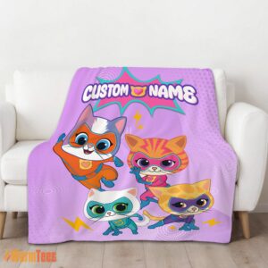 Alternative view of Happy Super Kitties Assemble Feline Heroes In Action Blanket Fleece Customized Blanket
