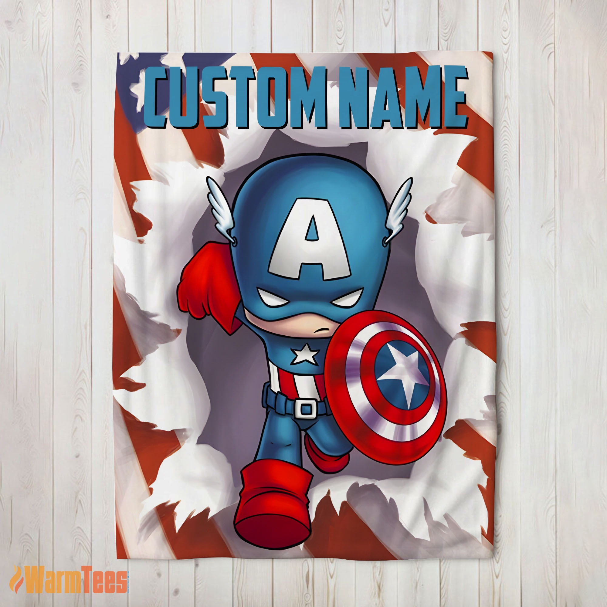 Happy Superhero Marvel Avenger Chibi Captain America Blanket Fleece Customized Blanket