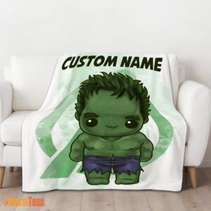 Alternative view of Happy Superhero Marvel Avenger Chibi Hulk Blanket Fleece Customized Blanket