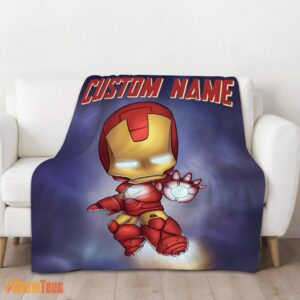 Alternative view of Happy Superhero Marvel Avenger Chibi Iron Man Blanket Fleece Customized Blanket